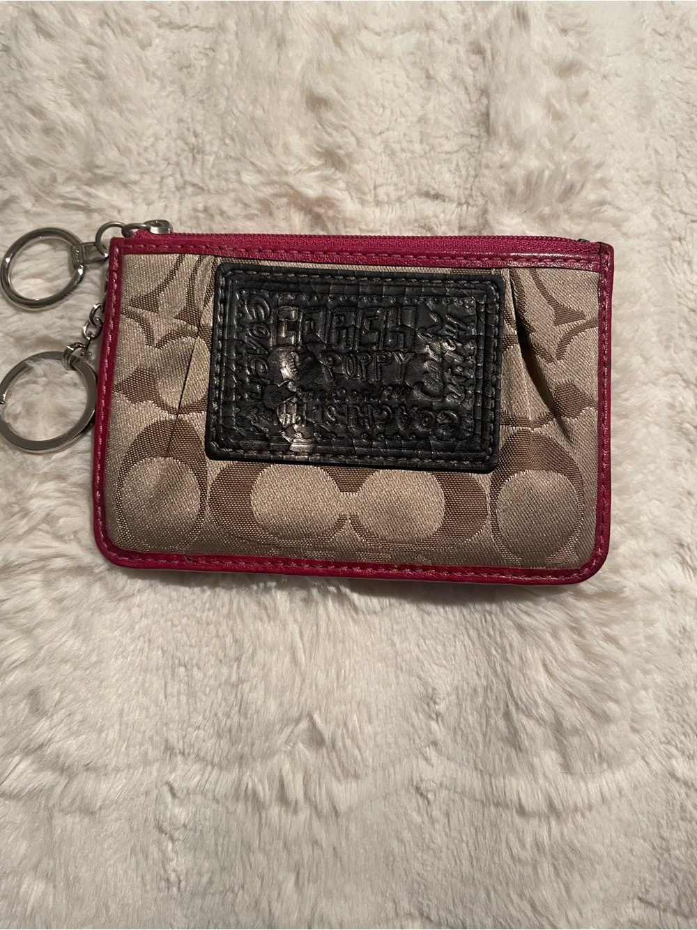 Coach Vintage Poppy Signature Card Holder Key Chain